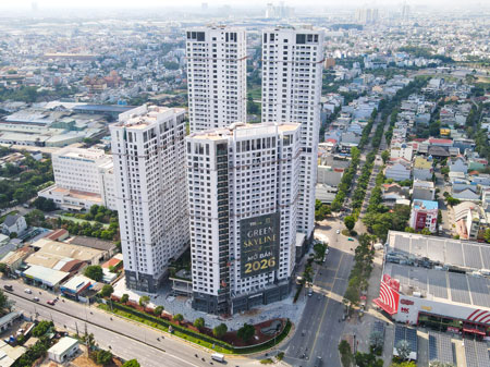 Cảnh quan cây xanh đang thi công Green Skyline
