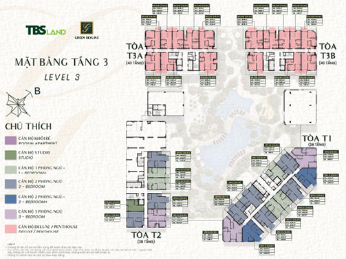 Mặt bằng tầng điển hình Green Skyline tòa 3