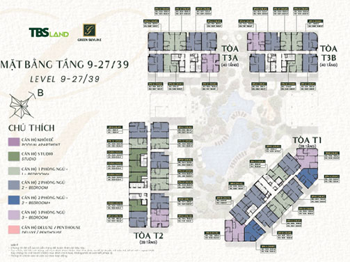 Mặt bằng tầng điển hình Green Skyline tòa 4