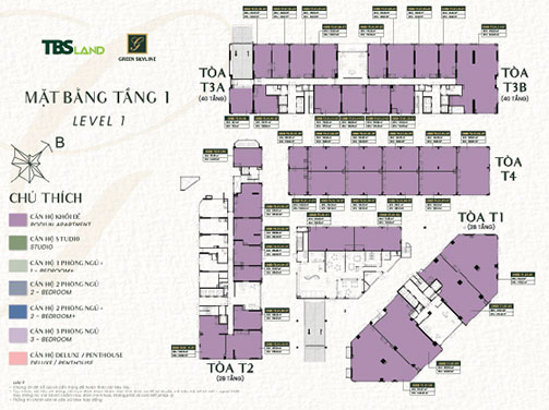 Mặt bằng tầng điển hình Green Skyline tòa 1